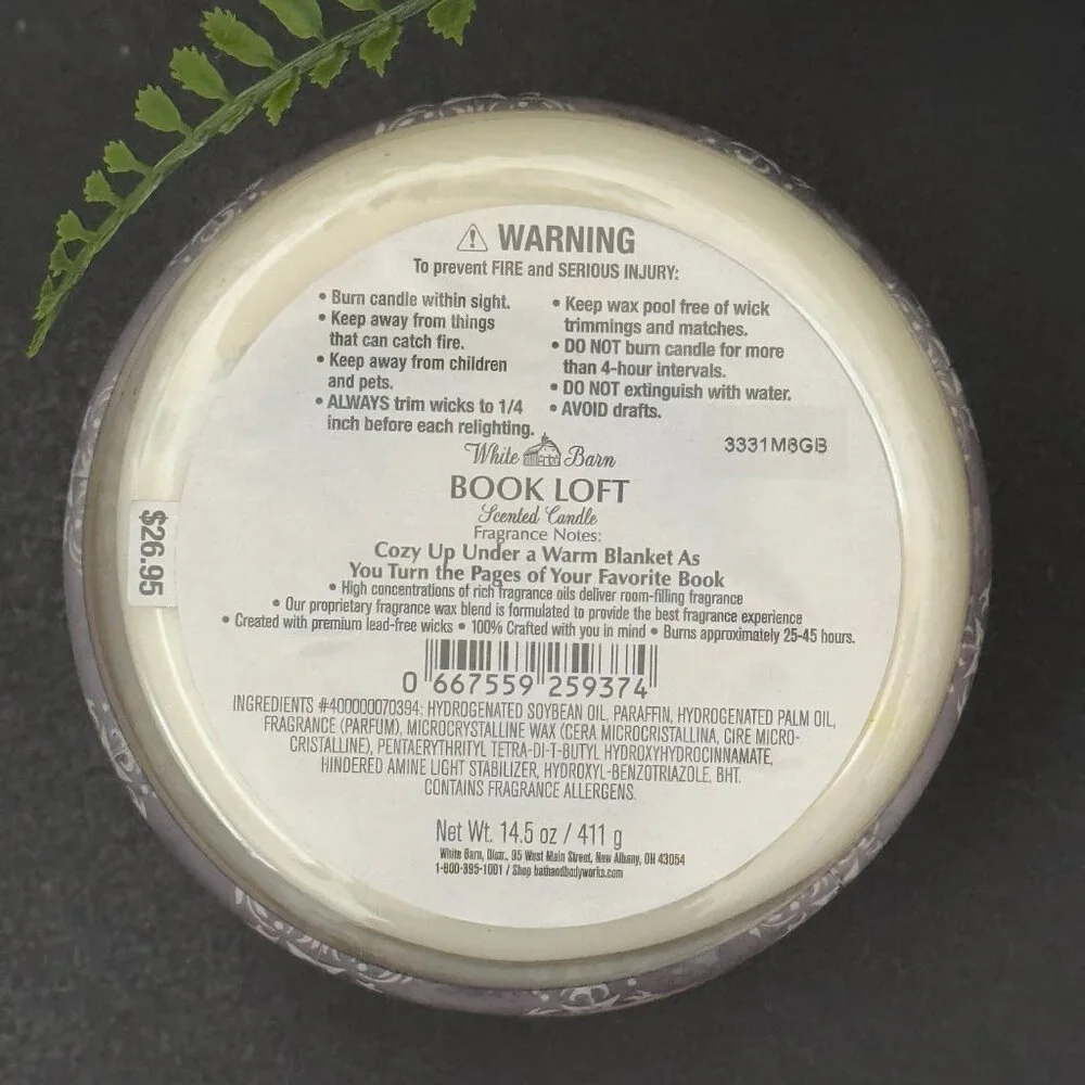 BBW Book Loft White Barn Bath & Body Works 3 Wick Candle - Picture 10 of 10